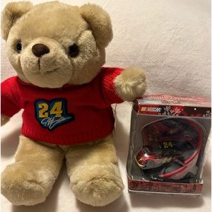 Set of Jeff Gordon 1998 Teddy Bear #24 Plush Toy & 2013 Jeff Gordon Ornament